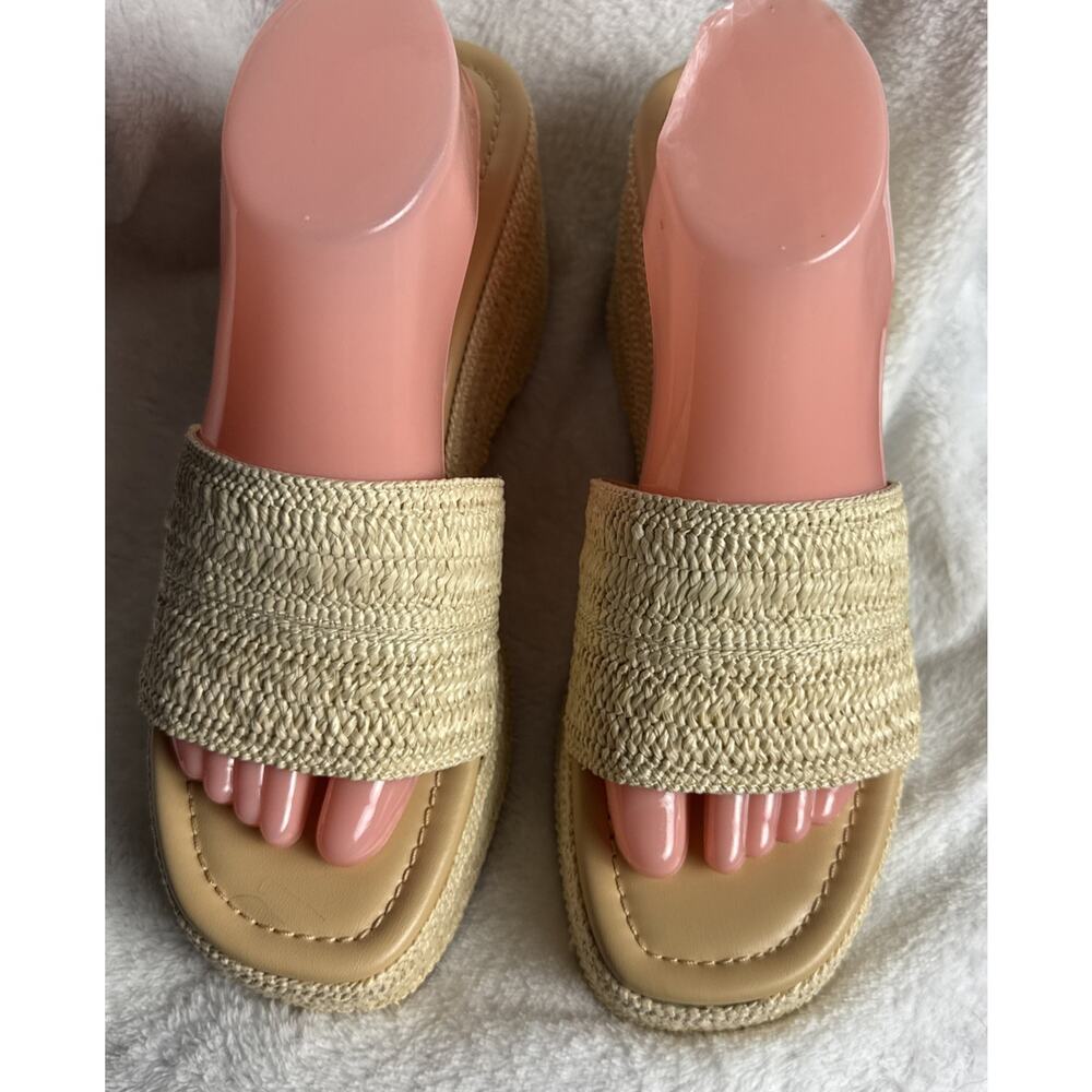 Madden Girl Women's Zahara Platform Wedge Sandals, Natural Raffia Size 11M NEW